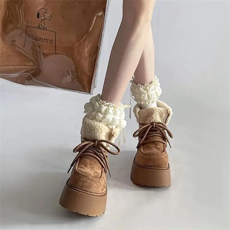 Fashion Vintage Thick-Soled Snow Boots Women's 2025 Winter New Fleece-Lined and Thickened Northeast Warm Cotton Shoes