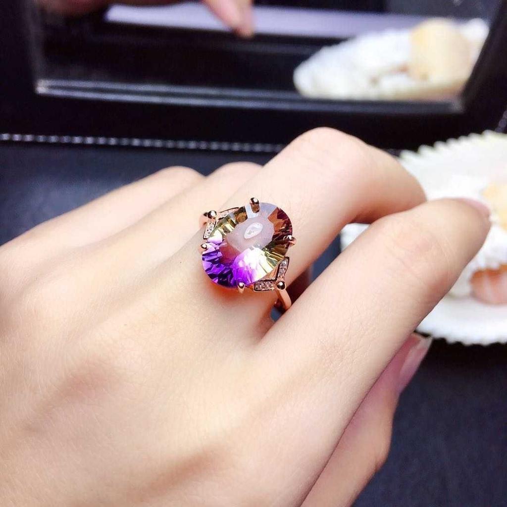 Colorful Watermelon Imitation Tourmaline Necklace Bright Luxury Egg-Shaped Amethyst Ring Pendant Earrings