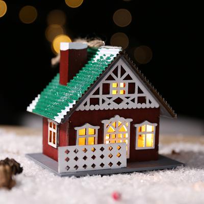 Tatil Masaüstü Süsleri Noel Atmosferi Dekorasyonları Işık Yayabilen Noel Ahşap Ev Kolye Uçları Yaratıcı El Sanatları
