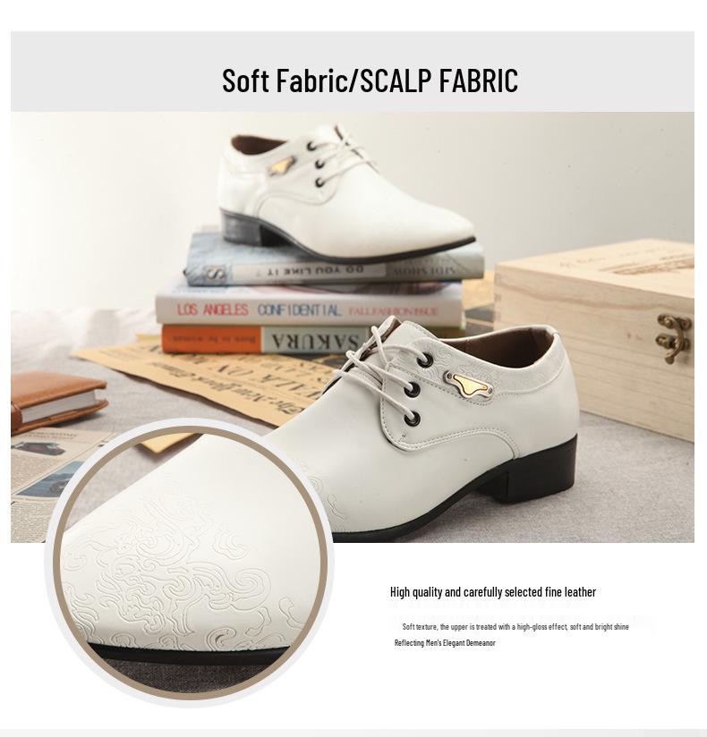 Men's European Style Glossy Patent Leather Pointed Toe Lace-up Formal Shoes