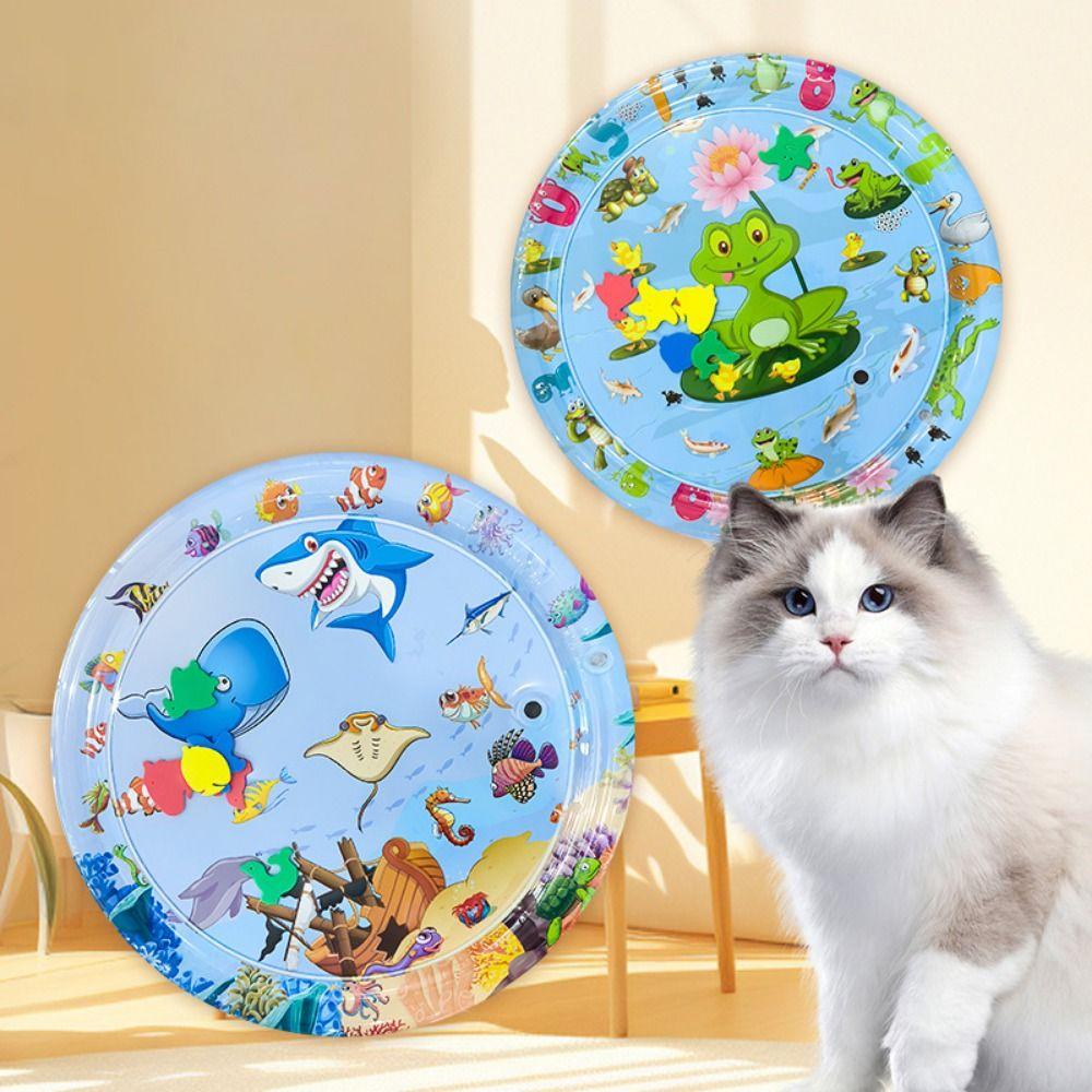 PVC Pet Inflatable Water Mat Cartoon Sensory Water Play Mat Creative Pet Play Sensory Toy  Summer