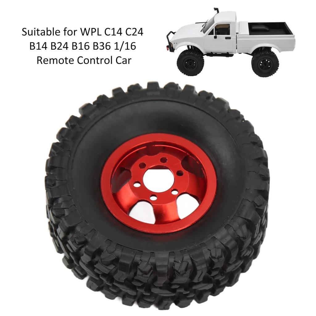4 Pieces RC Car Tires Wheel Rims Radio Control Tires Rubber Tires Easy to Install for WPL C14 C24 B14 B24 B16 B36 RC Car Modification DIY RC Car DIY