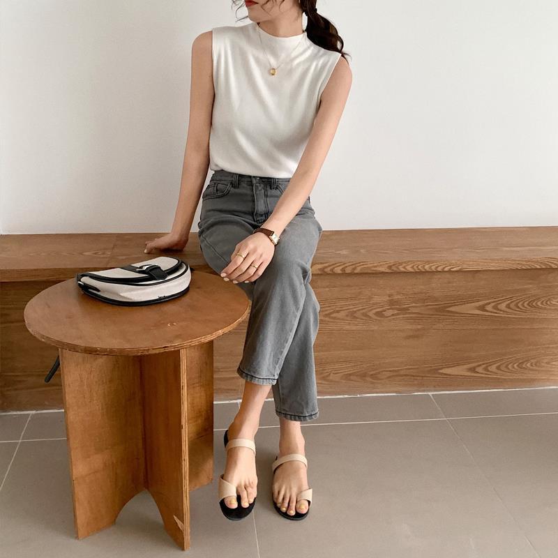 Summer Versatile Turtleneck Base Layer Women's Slim Sleeveless Knitted Inner Wear Sweater Vest Top