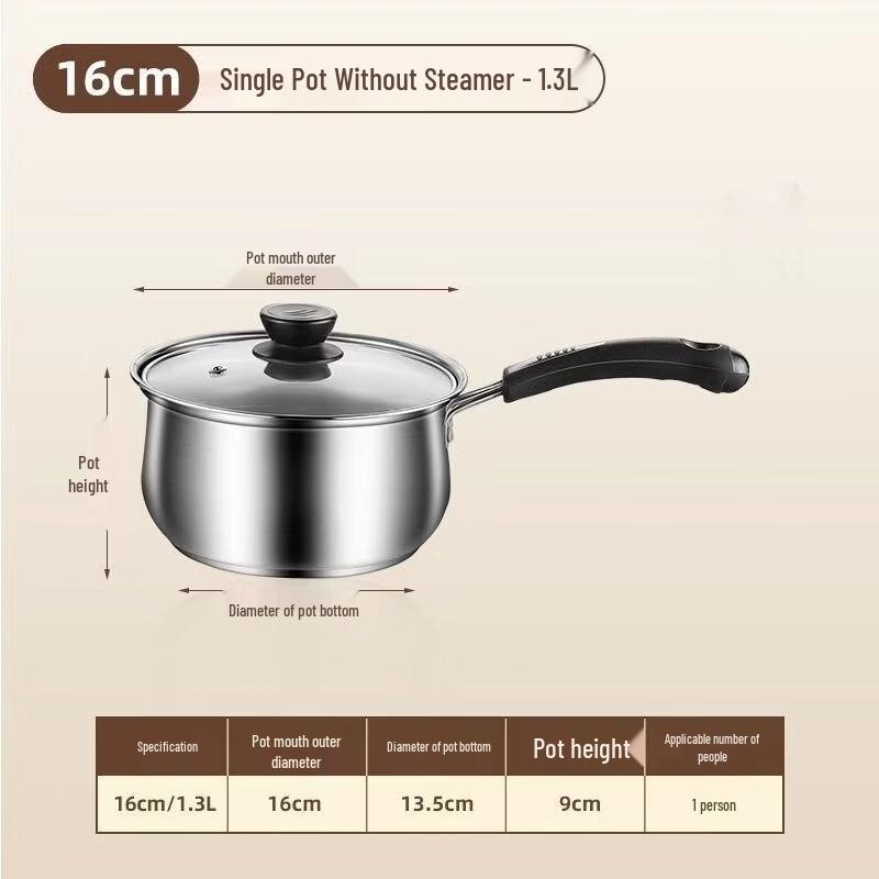 ZISIZ 16cm Stainless Steel Milk Pot