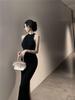 Black High-Neck Halterneck Sleeveless Bodycon Maxi Dress