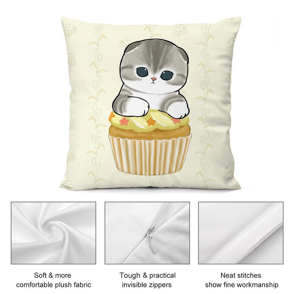 Cute M-mofusands Pillow Case Short Plush Pillow Covers Sofa Decorative Gift Home Double-sided Printing Cushion Cover