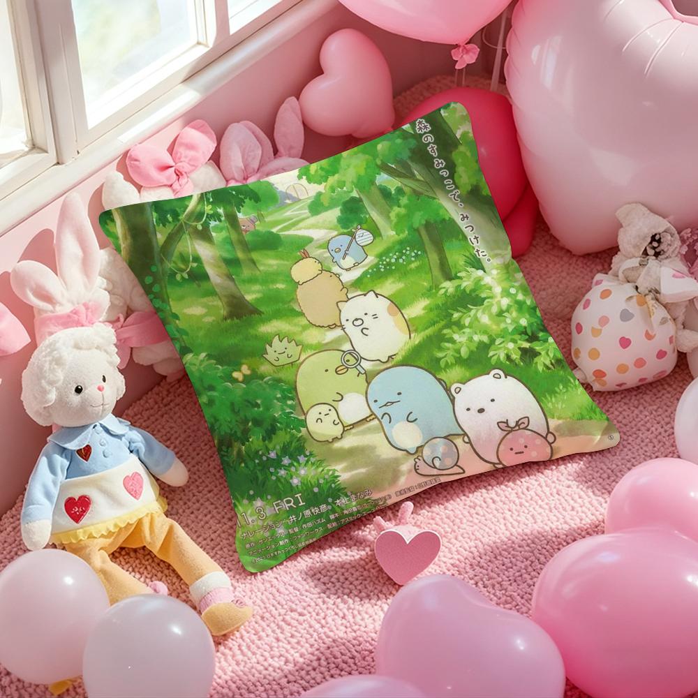 S-Sumikko Cute G-Gurashis Cushion Cover Pattern Printed Pillowcase for Living Room Sofa Cushion Cover & Bedroom Decor