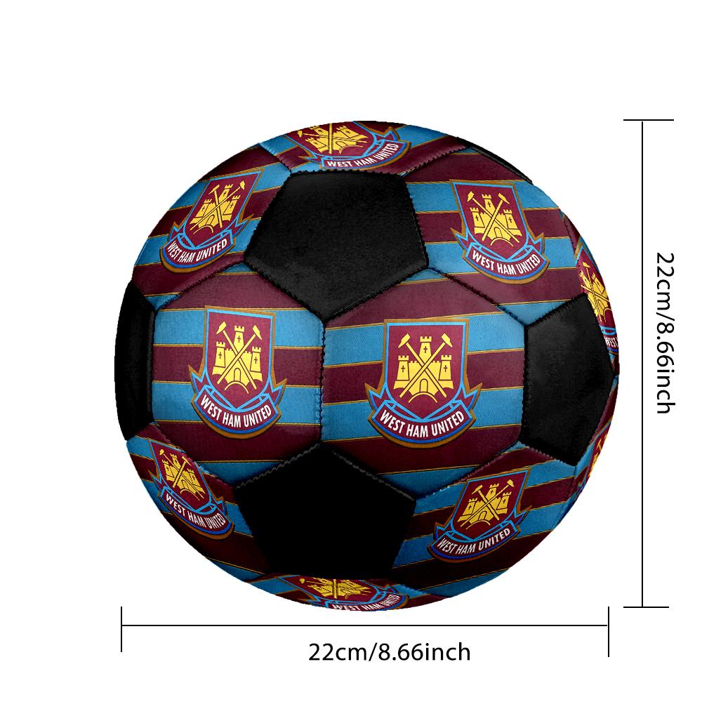 SIZE 5 West Ham United FC Soccer Ball Colorful All Ages Machine Stitched PVC Competition Ready Durable High-Bounce