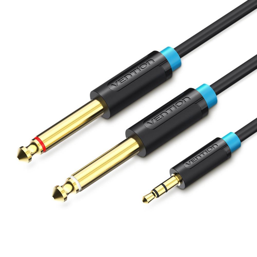 

Y Splitte 3.5mm To Dual 6.5mm Audio Cable 2 in 1 3.5mm Jack To 6.5mm Jack Cable Audio Accessories 1.5m чёрный