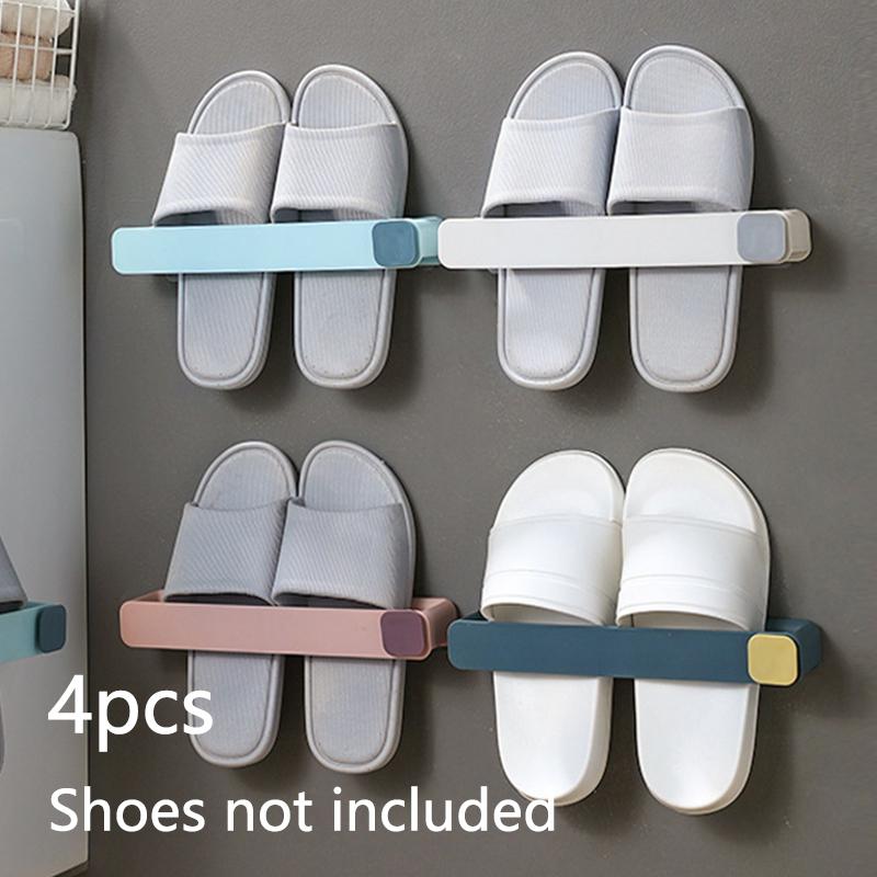 

4 шт. настенная полка для обуви экономит место держатель для хранения тапочек складная вешалка для полотенец аксессуары для ванной комнаты