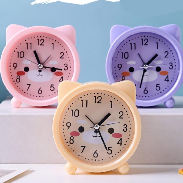 Kids' Decorative Kitten Alarm Clock with Ears and and Quiet Movement Perfectly for Bedroom or Dorm Accessory