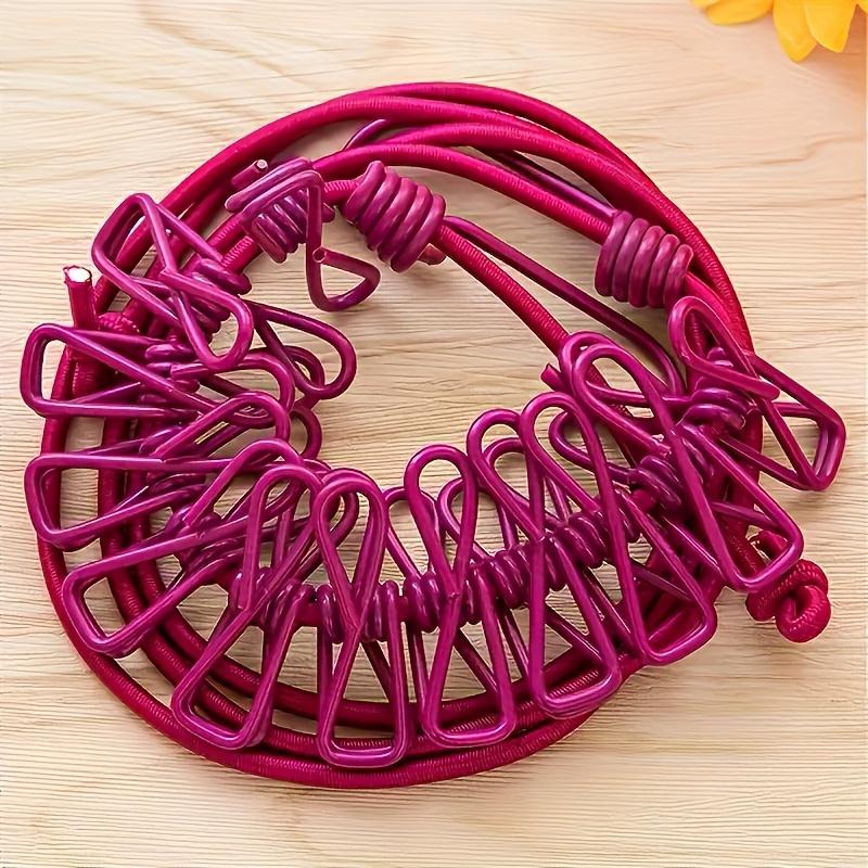 Portable Travel Clothesline with 12 Clips Available In 4 Colors - Windproof, Retractable, and Elastic Laundry Line, Clotheslines