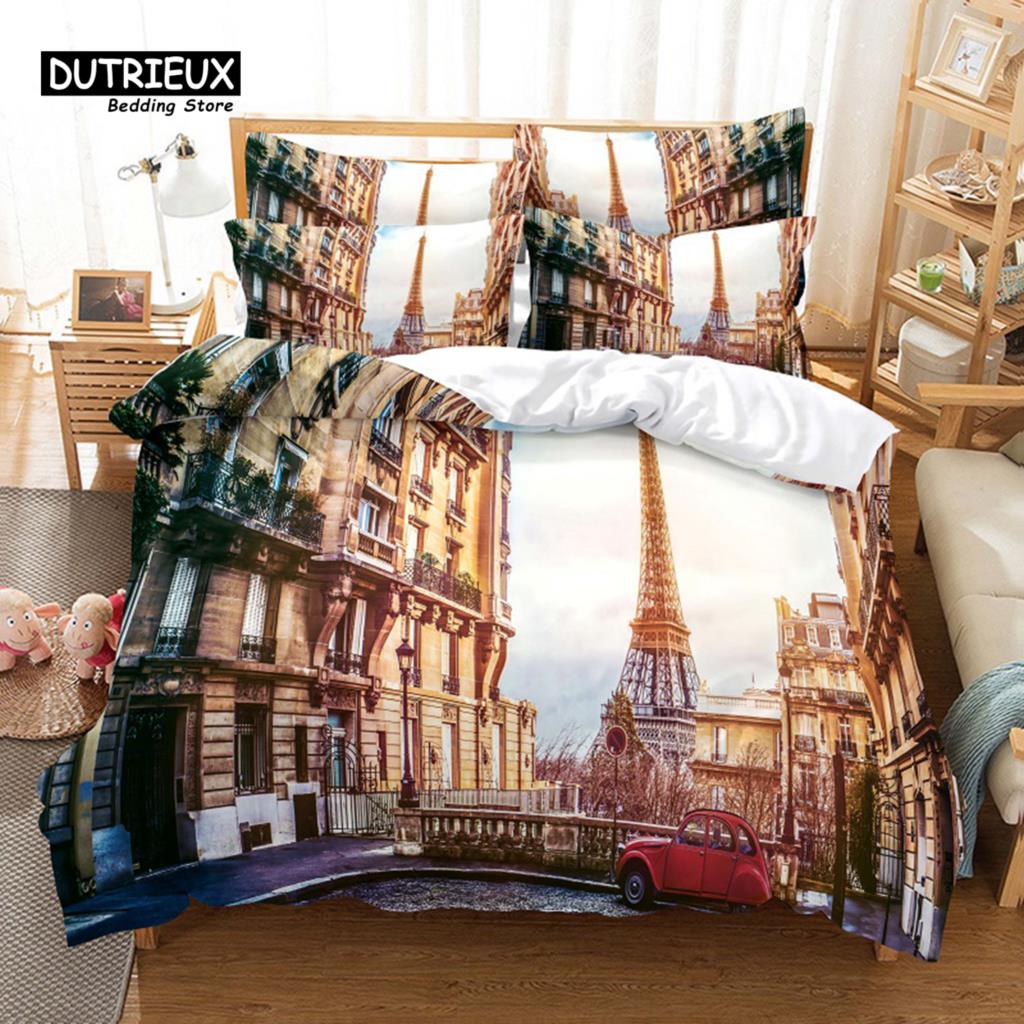 City Night Scene Bedding Set, 3Pcs Duvet Cover Set, Soft Comfortable Breathable Duvet Cover, For Bedroom Guest Room Decor