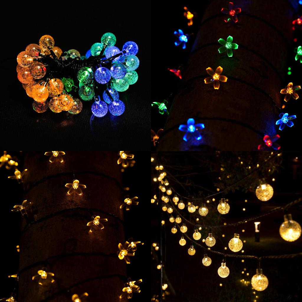 Solar Garden Led String Lights Waterproof For Patio Party And Holiday Decor