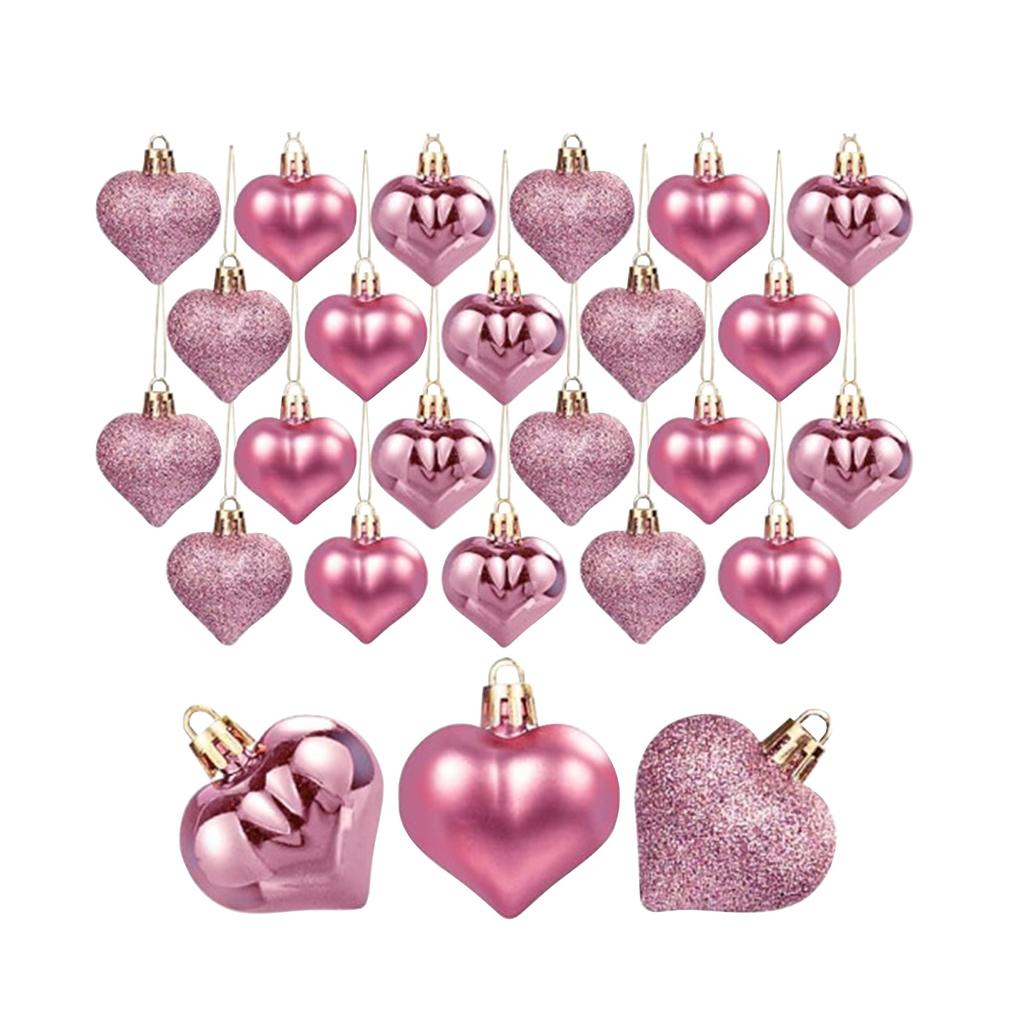 12pcs Valentine's Day Heart Shaped Ornaments, Valentine's Day Hanging Decorations, Heart Shaped For Wedding Party Valentine's Day