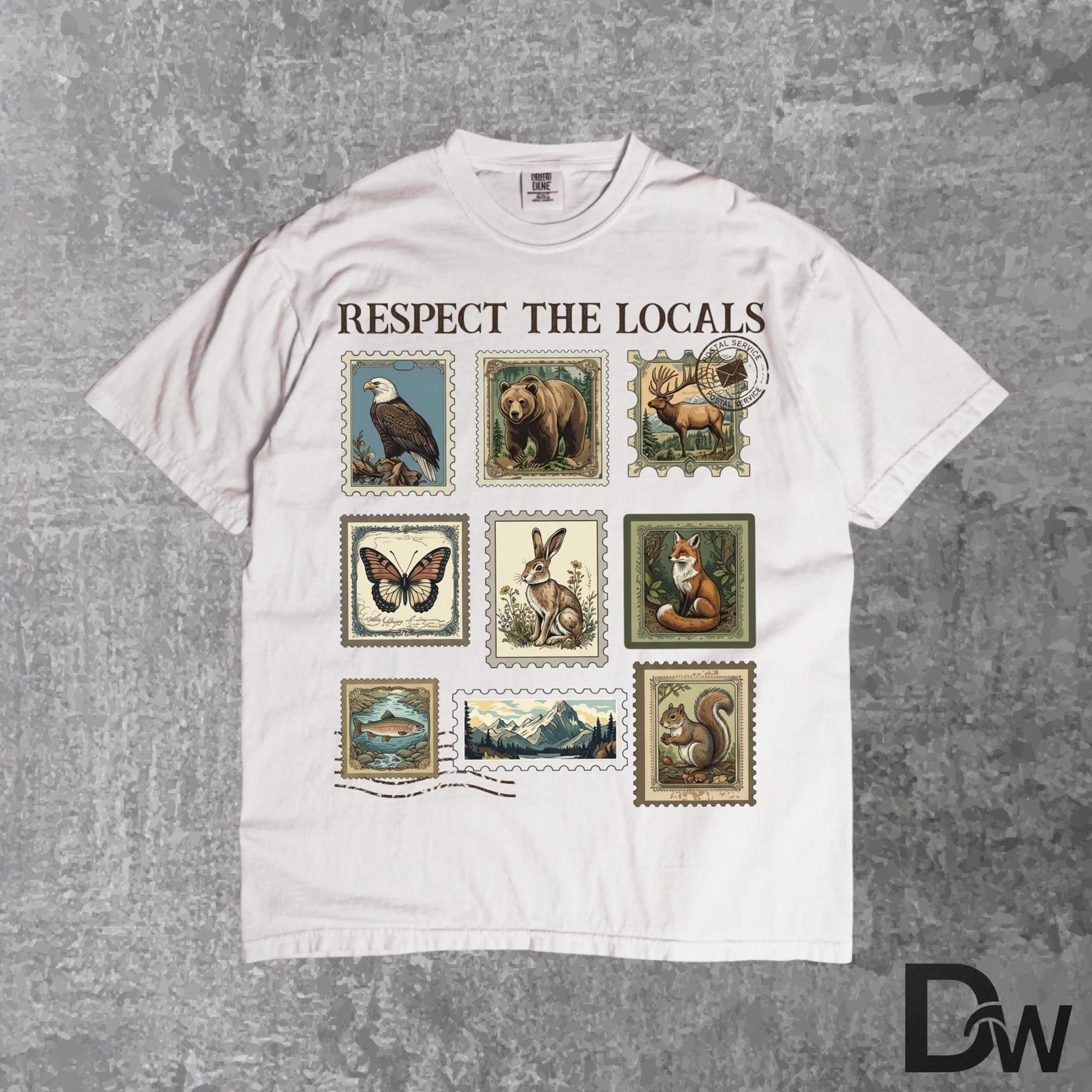 Respect The Local Wildlife Comfort Colors T-Shirt | Postage Stamp National Parks Animal Lover Tee 4XL