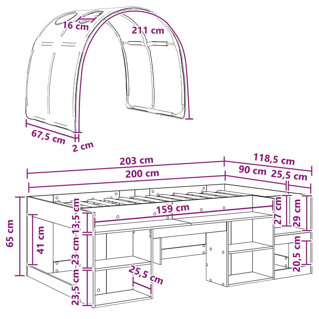 Children s Loft Bed with Storage 3 pcs White Wood Composite