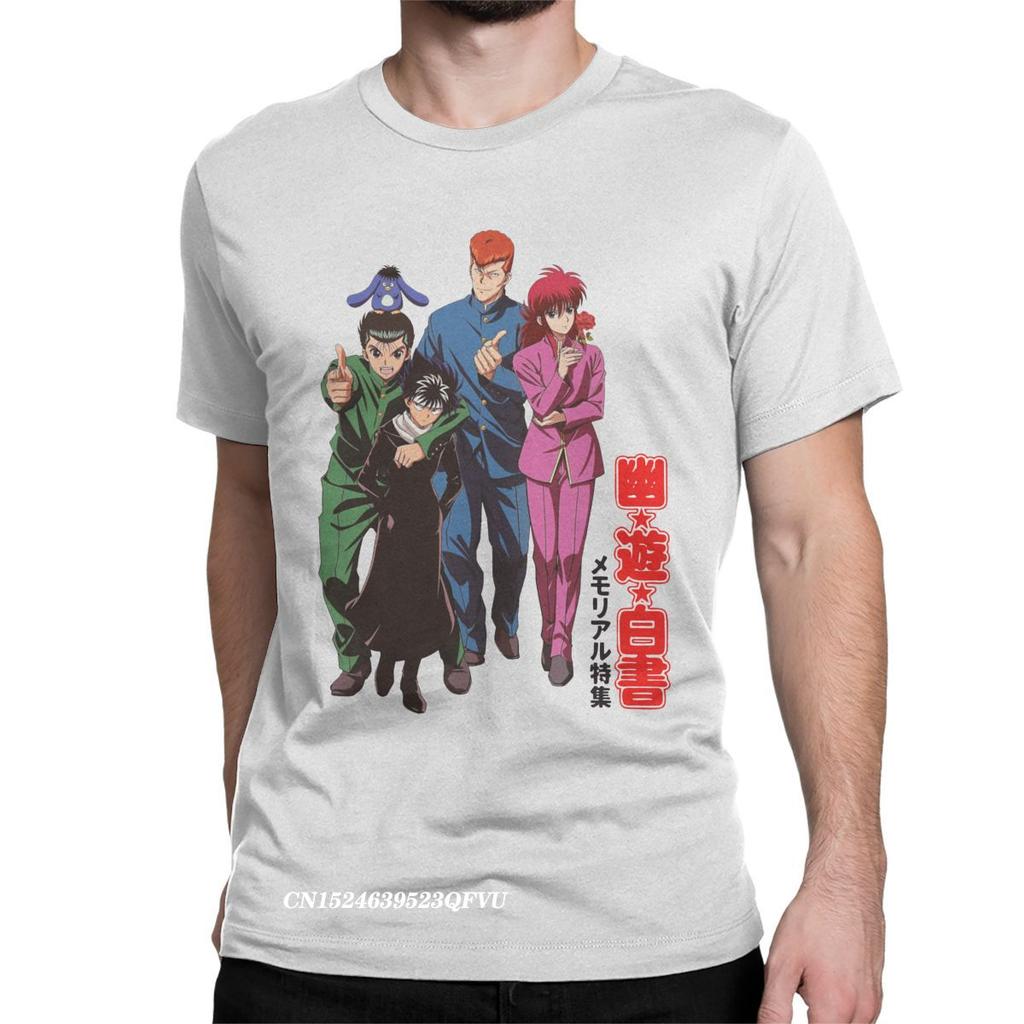 Freizeit Yu Yu Hakusho T-Shirts für Herren Rundhals Reine Baumwolle Oberteile T-Shirts Anime Manga Harajuku Tees Bedruckte Oberteile