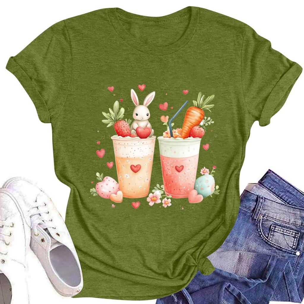 Dámské tričko s kulatým výstřihem pro volný čas s potiskem a krátkým rukávem