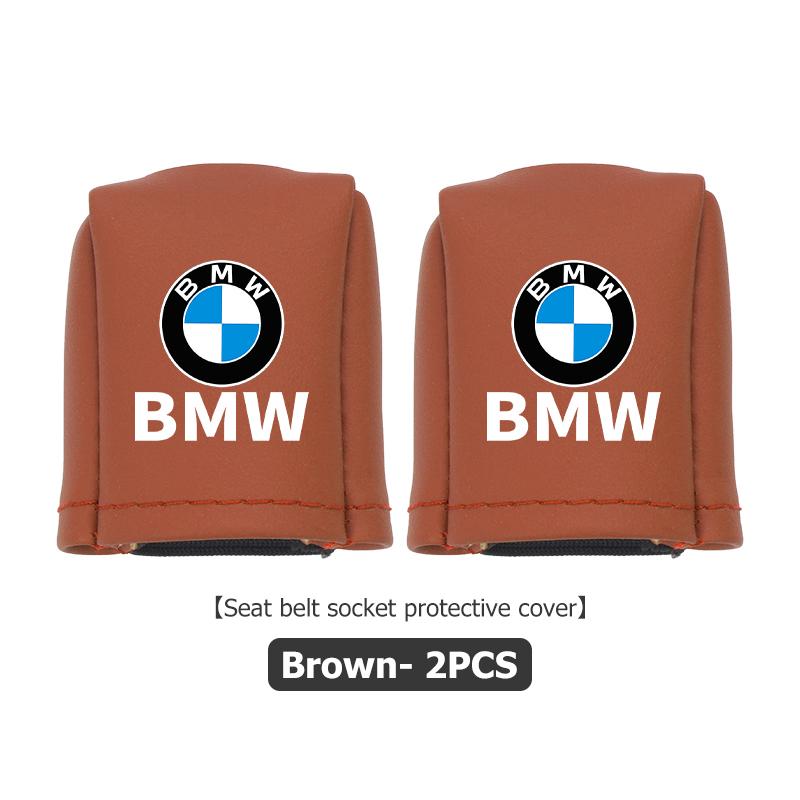 Leather Car Seat Belt Socket Cover Anti-collision Protection Cover Interior Accessories For BMW E46 E90 E60 F10 E39 F30 E36 E87 DA9