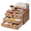 KIRIGEN Wooden Storage Box with Dovetail Joint Construction, Stylish Tabletop Cabinet, Made of Paulownia Wood, Fully Assembled, with Drawers, A4 Compa