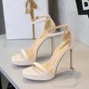 11cm Style Sexy Word with High Heel Sandals Women's Thin Heel Super High Heel Fashion Temperament Open Toe Sandals Versatile