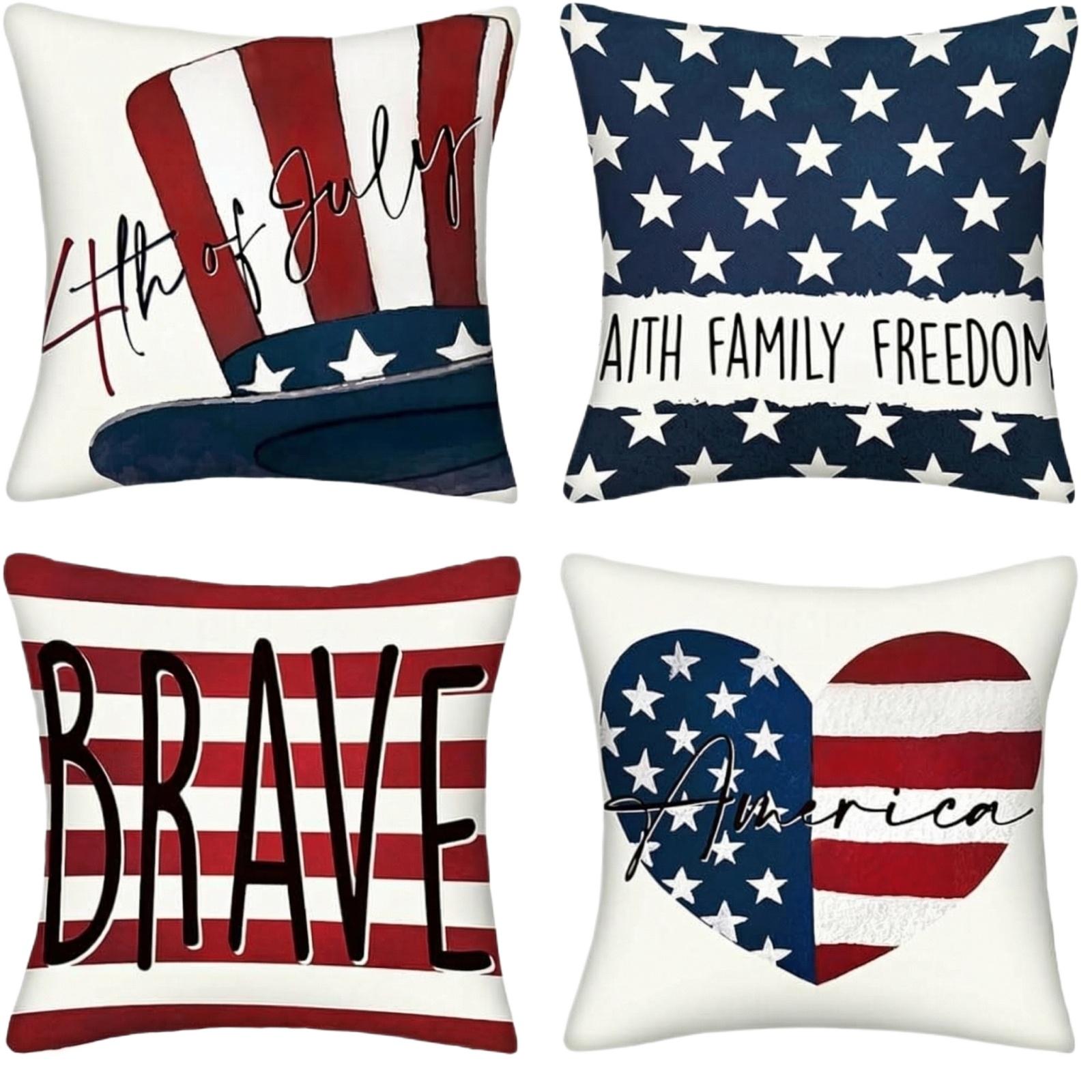 

Independence Day Flag English Pillowcase Living Room Bedroom European And American Linen Throw Pillow One Size