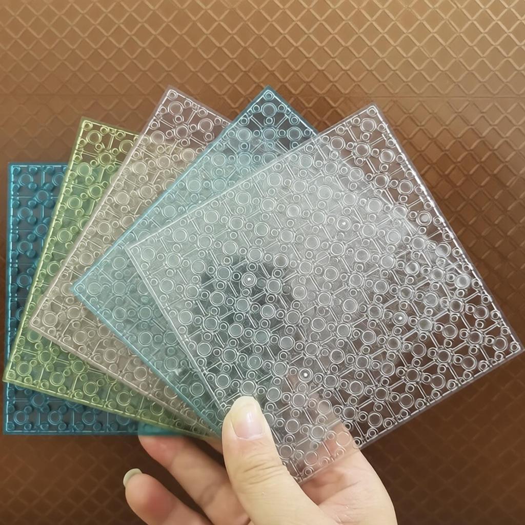 Double-Sided 16x16 Transparent Stud Baseplate for MOC Building Block Scene