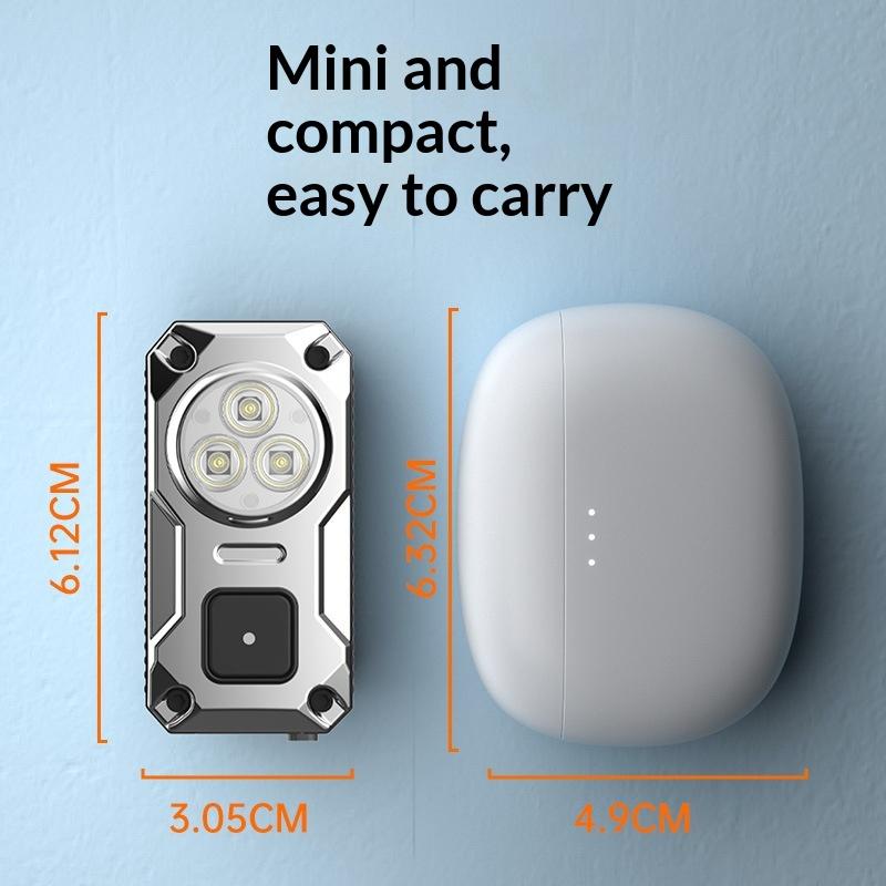 SD-34 Tri-source EDC Flashlight with Magnetic Back 1200mAh USB Type-C Rechargeable High Lumens Mini Tactical Light for Camping