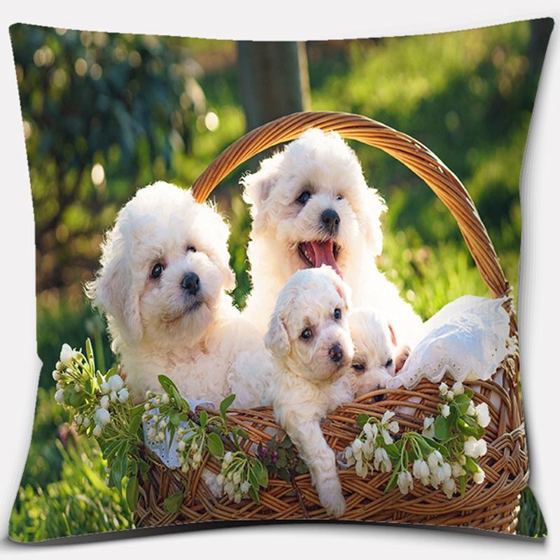 Dog Pattern Square Decorative Pillowcase Living Room Sofa Cushion Pillow  Home Decoration