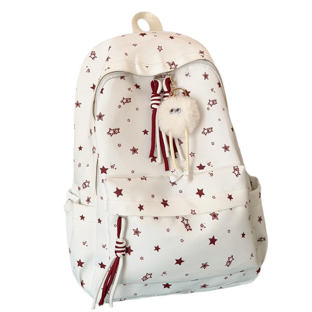 Schoolbag Cartoon Star Contrasting Backpack Women Waterproof Leisure Travel Backpack Junior High School Schoolbag Ins Student Schoolbag