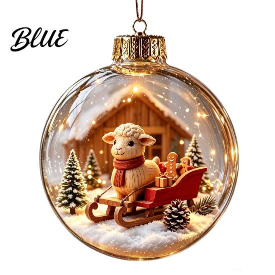 Reusable Plastic Baubles Glowing Christmas Story Ornament Light‑Up Mini Holiday Scene Hanging Ball with Warm Gift Embellishments LED Light,
