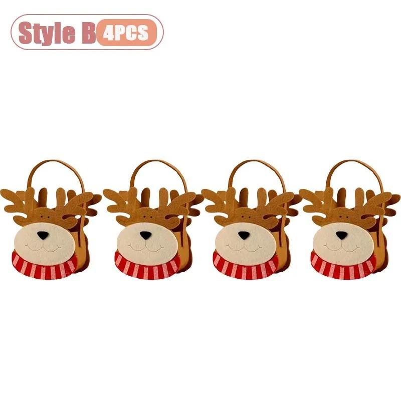 1-8PCS Christmas Felt Handbag Cute Cartoon Candy Gift Bag for Kids Decorative Hand Carry Holiday Tote for Children