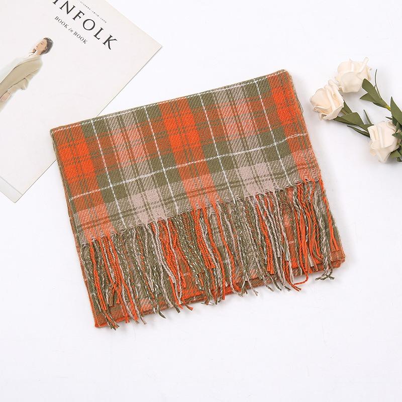 Autumn and winter new plaid cashmere scarf women's warm scarf fashion shawl winter student high-end scarf
