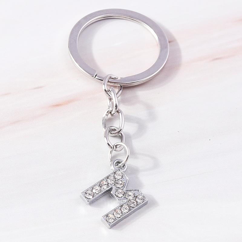 Fashion Initial 26 Letters A-Z Alphabet Keychain Rhinestone Key Ring Pendants for Car Key Bag Decor Charms DIY Accessories