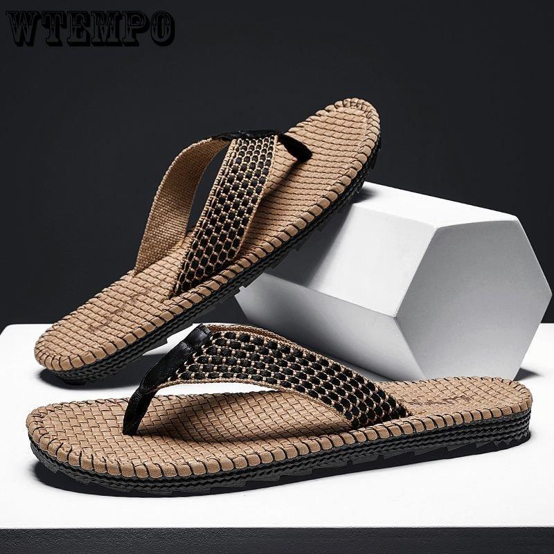 WTEMPO Sommer Herren Flip-Flops Persönlichkeit Leichte Outdoor Weiche Sohlen Rutschen Rutschfeste Indoor Slipper Strandschuhe