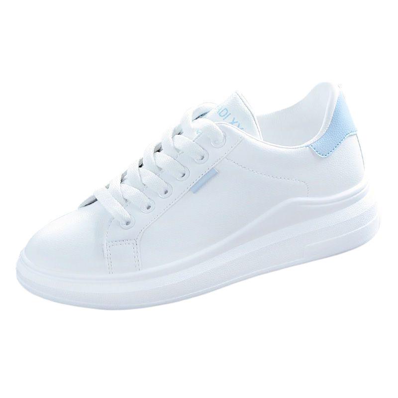 White Shoes, Women's Versatile Flat Bottomed Korean Version, Student Board Shoes, Leather Surface, Simple Sports and Leisure Shoes