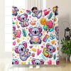 Cute Koalas with Colorful Patterns Patterned blanket, flannel, suitable for all seasons, home decor, warm and cozy