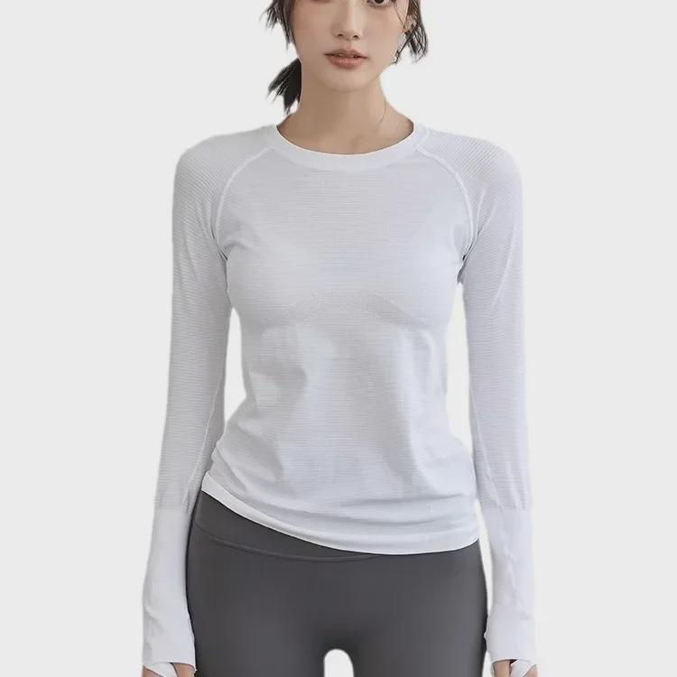 New Seamless Quick-Dry Long Sleeve Yoga Top for Autumn/Winter: Lightweight, Round Neck, Ideal for Running & Outdoor Fitness