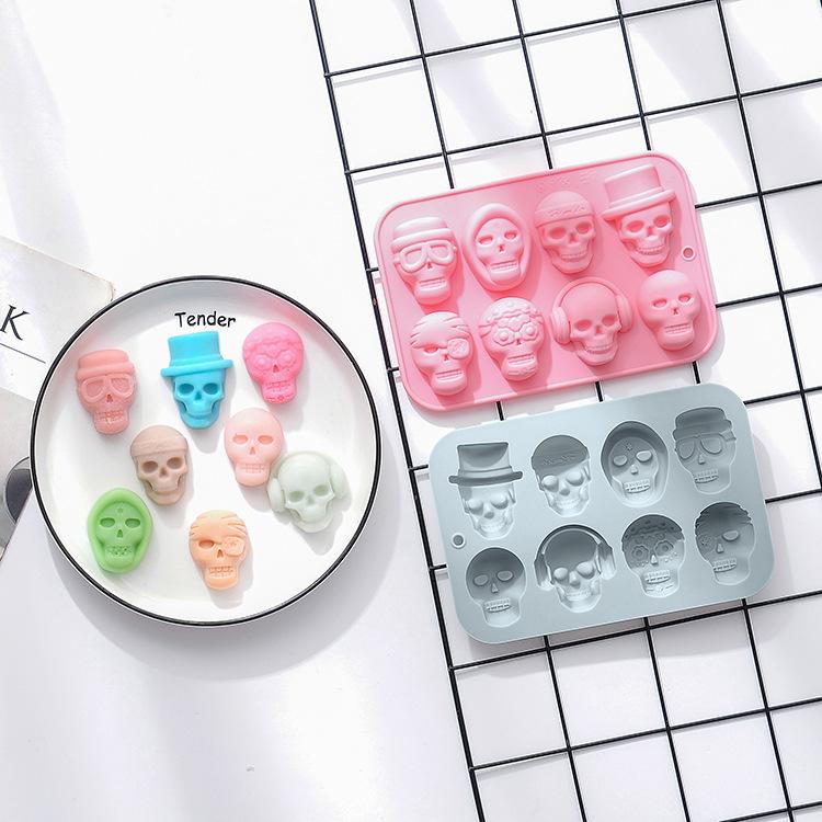 Skeleton Silicone Skull Mold  Ice Cubes Festival Biscuit Chocolate Baking Cake