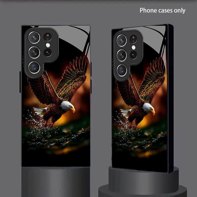 Flying Eagle Pattern Glass Phone Case Suitable for Samsung Galaxy S26 S25 S24 S23 S22 S20 FE/Ultra/Plus Anti Drop Back Cover