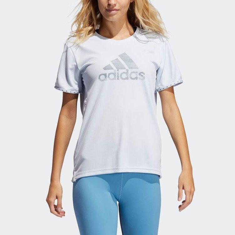 adidas T Shirts Women's White Crew Neck Moderate Straight Fit GQ9413