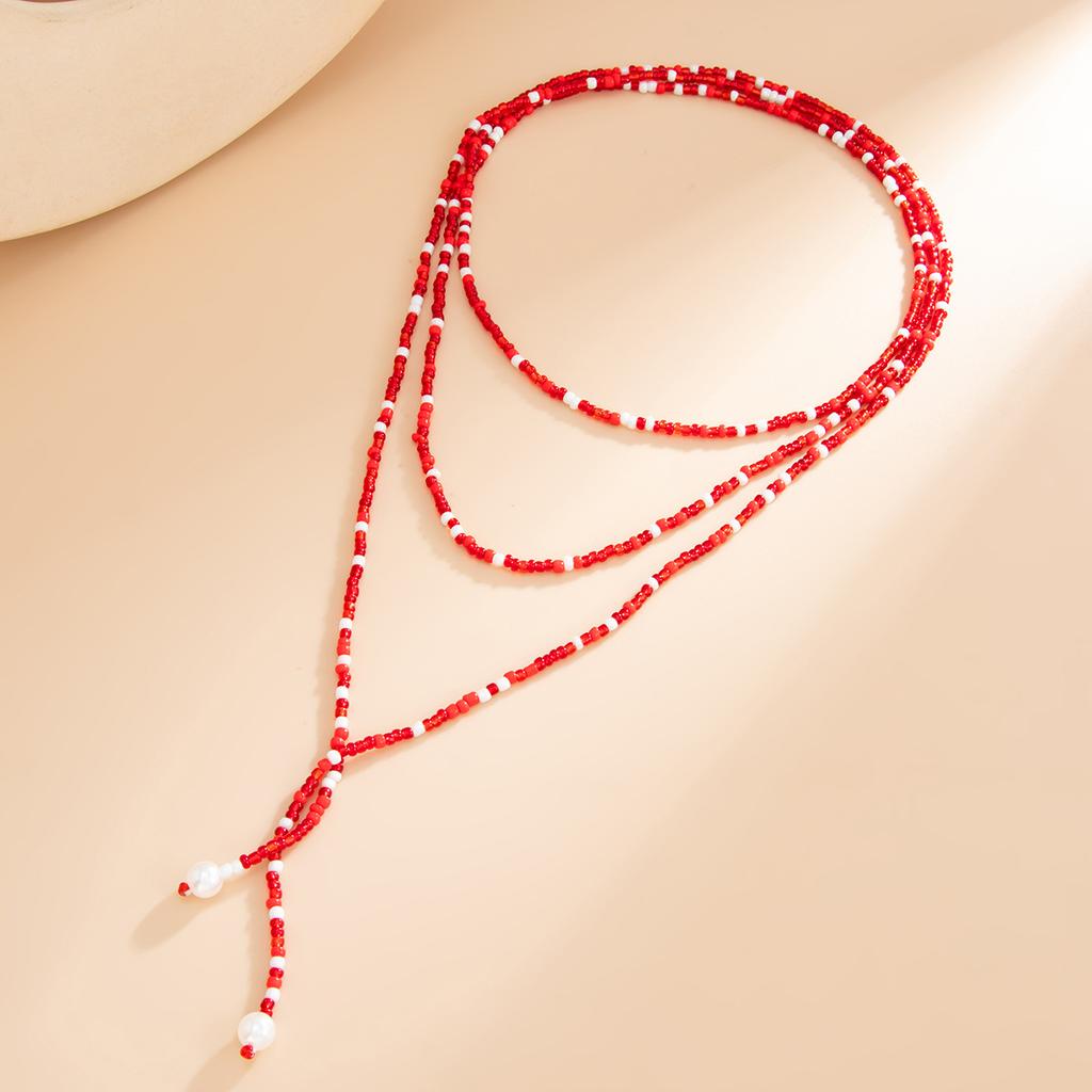 Vintage Beads Necklace Women Stackable Adjustable Sweater Chain Jewelry Accessories