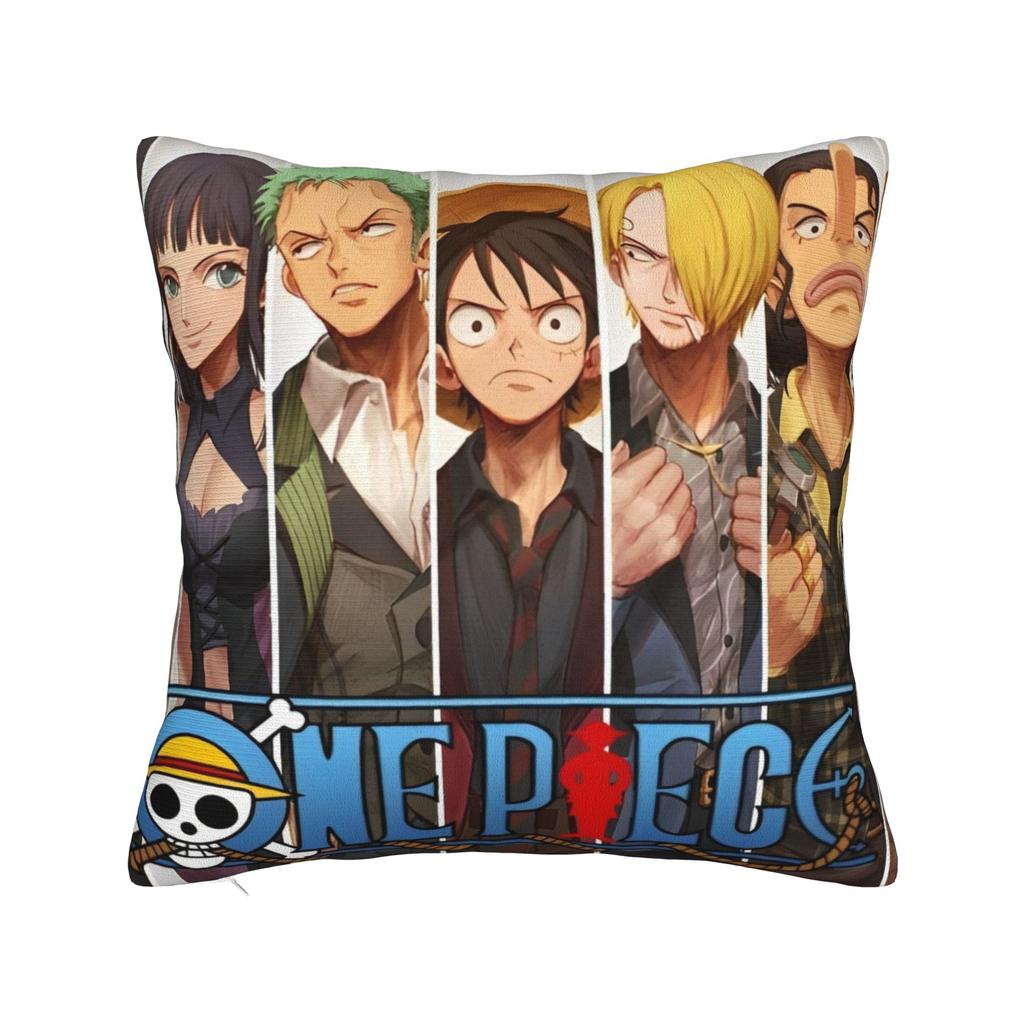 Luffy Anime  Skull Square Pillow Case  Cushion Cover Funny Zipper Decorative Pillowcover for Sofa Cm