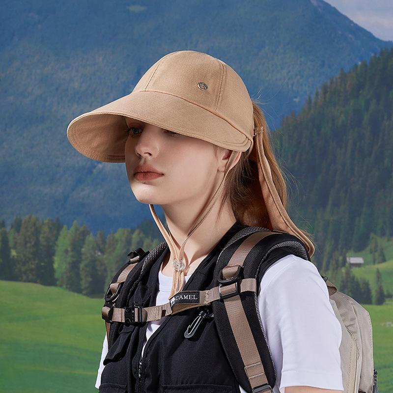Spring and Summer Outdoor Sunscreen Hat Can Hang Mask Hat Women's Big Brim Shawl Bucket Hat Versatile Fashion Sun Hat