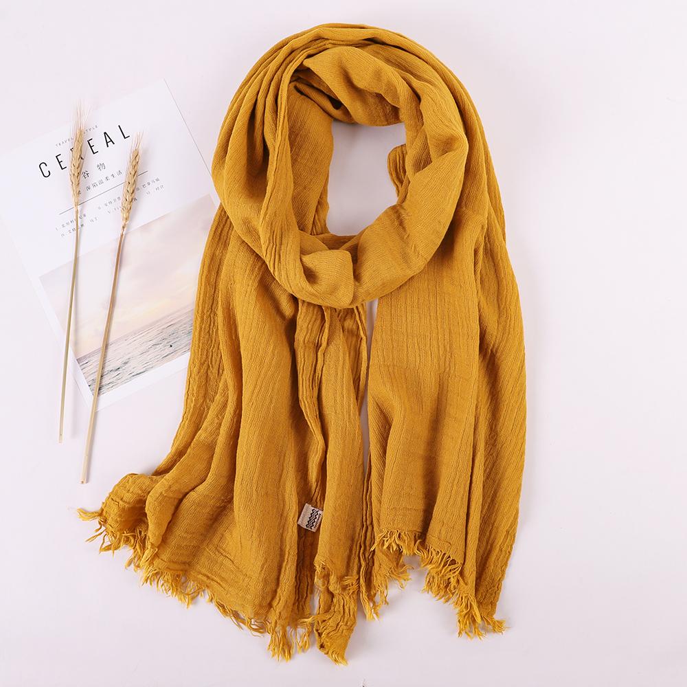 Fashion Designer Linen Cotton Scarf Women Solid Color Muslim Hijab Scarves Shawls Plain Big Pashmina Wrap Head Hair Scarf