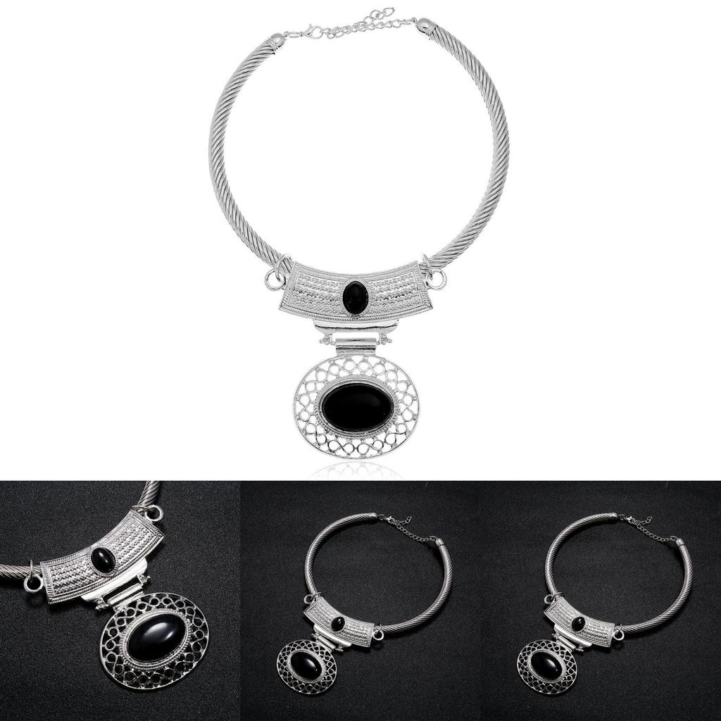 Stylish Alloy Geometric Necklace With Turquoise Accents For Summer Casual Wear