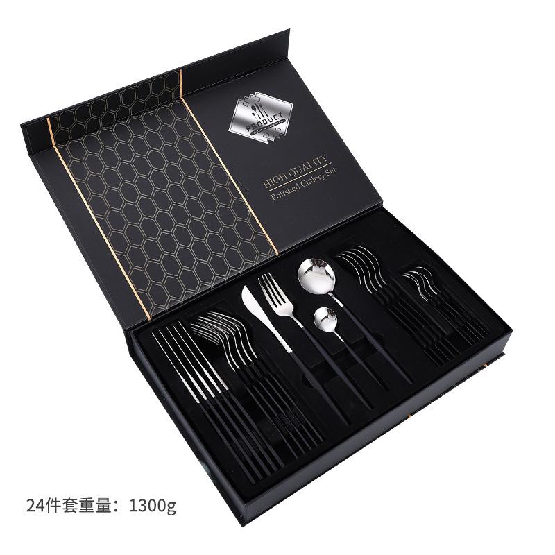 Stainless Steel Tableware Knives, Forks and Spoons 24-piece Set Western Tableware Steak Knife Gift Box Set