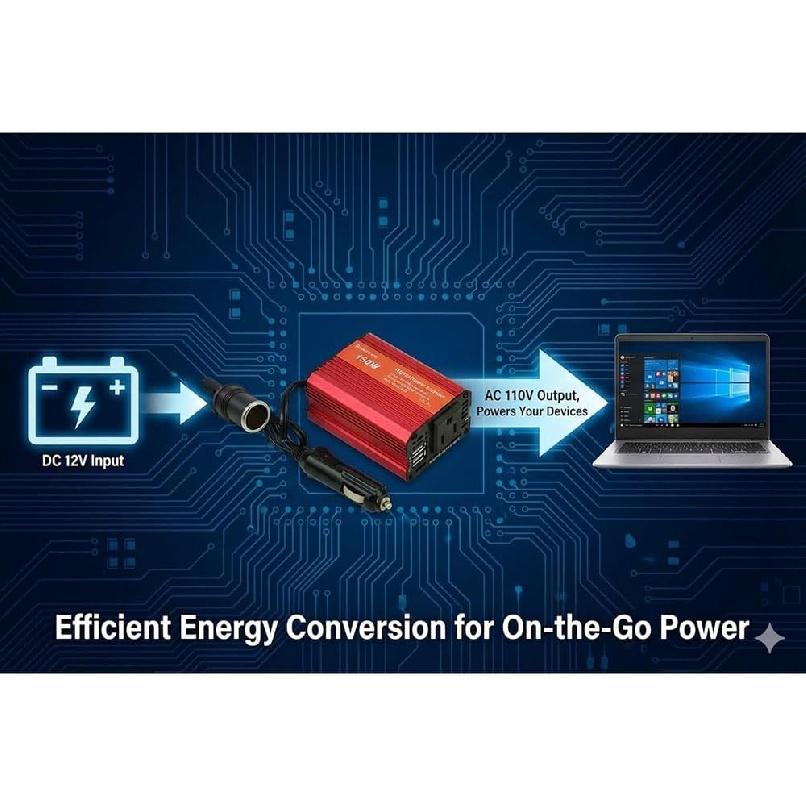 HearGrow 150W Car Power Inverter, 12V DC to 110V AC Converter Outlet with Silent Cooling Fan, 3.1A Dual USB Ports Car Charger for Laptop, Tablet,