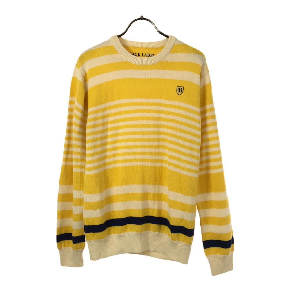 

BLACK LABEL CRESTBRIDGE Sanyo Shokai Wool Blend Border Logo Embroidery Long sleeve knit Men s Used